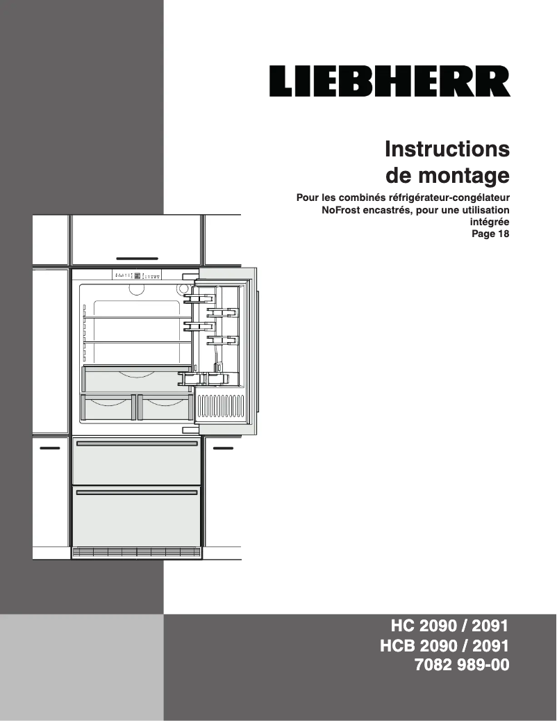 Page 1 de la notice Guide d'installation Liebherr HCB 2091