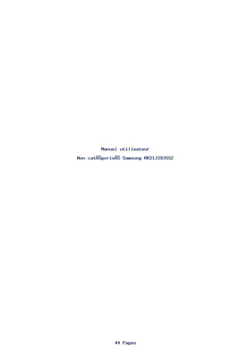 Page 1 de la notice Manuel utilisateur Samsung RR21J2835SZ