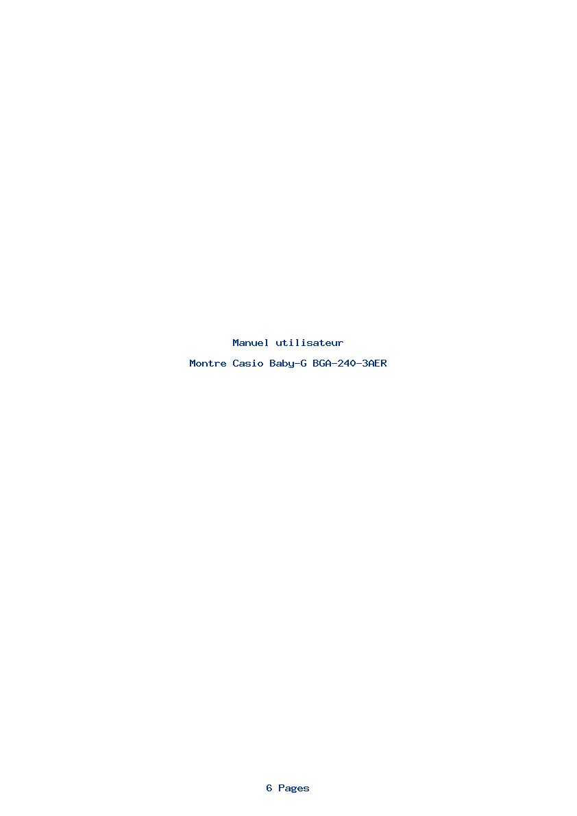 Page 1 de la notice Manuel utilisateur Casio Baby-G BGA-240-3AER