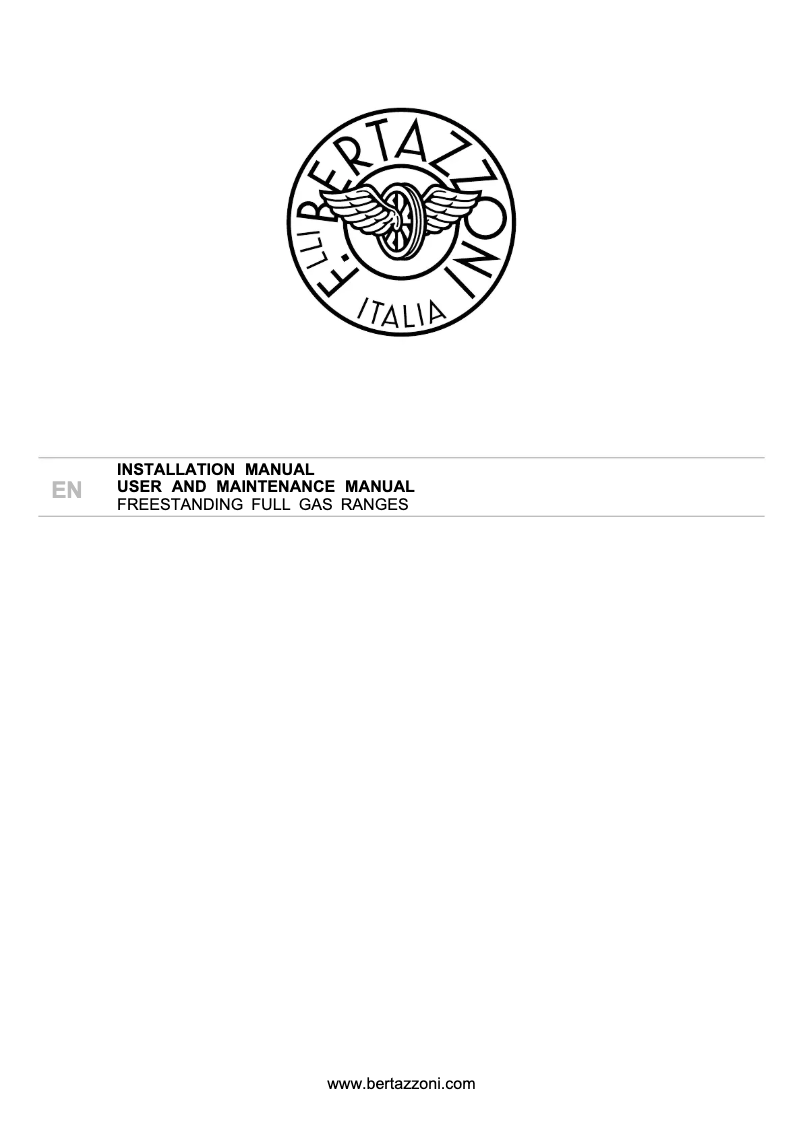 Page 1 de la notice Manuel d'utilisation et d'entretien Bertazzoni PRO305GASXV