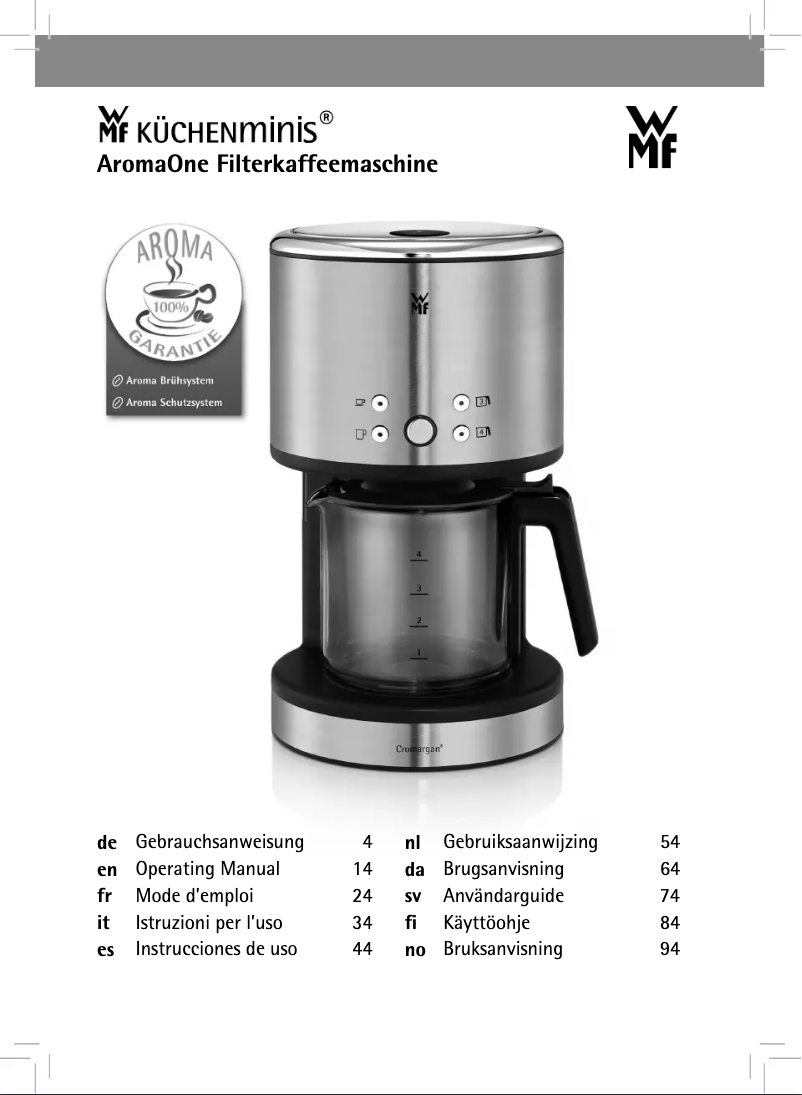 Page 1 de la notice Manuel utilisateur WMF AromaOne