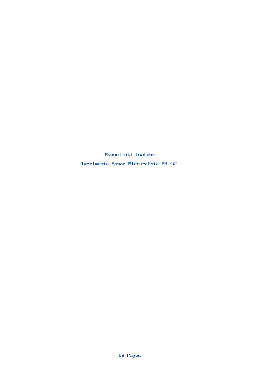 Page 1 de la notice Manuel utilisateur Epson PictureMate PM-401