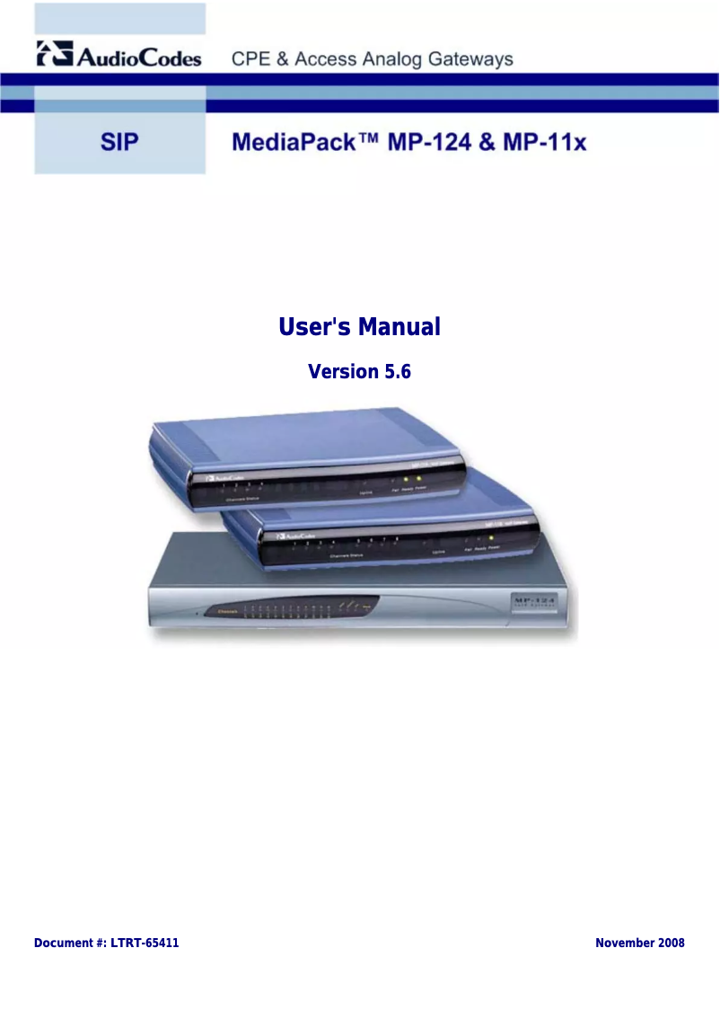Página 1 del manual Manual de usuario Audiocodes MediaPack 112