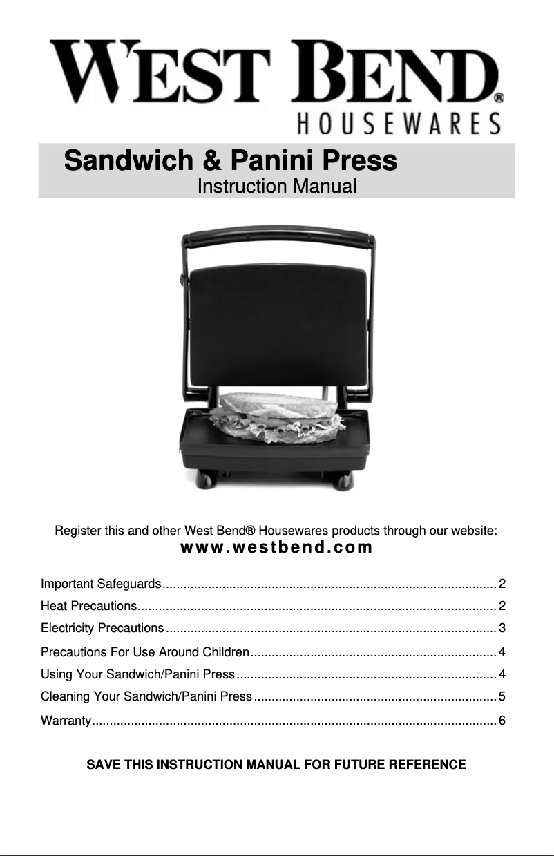 Page 1 de la notice Manuel utilisateur WestBend 6112