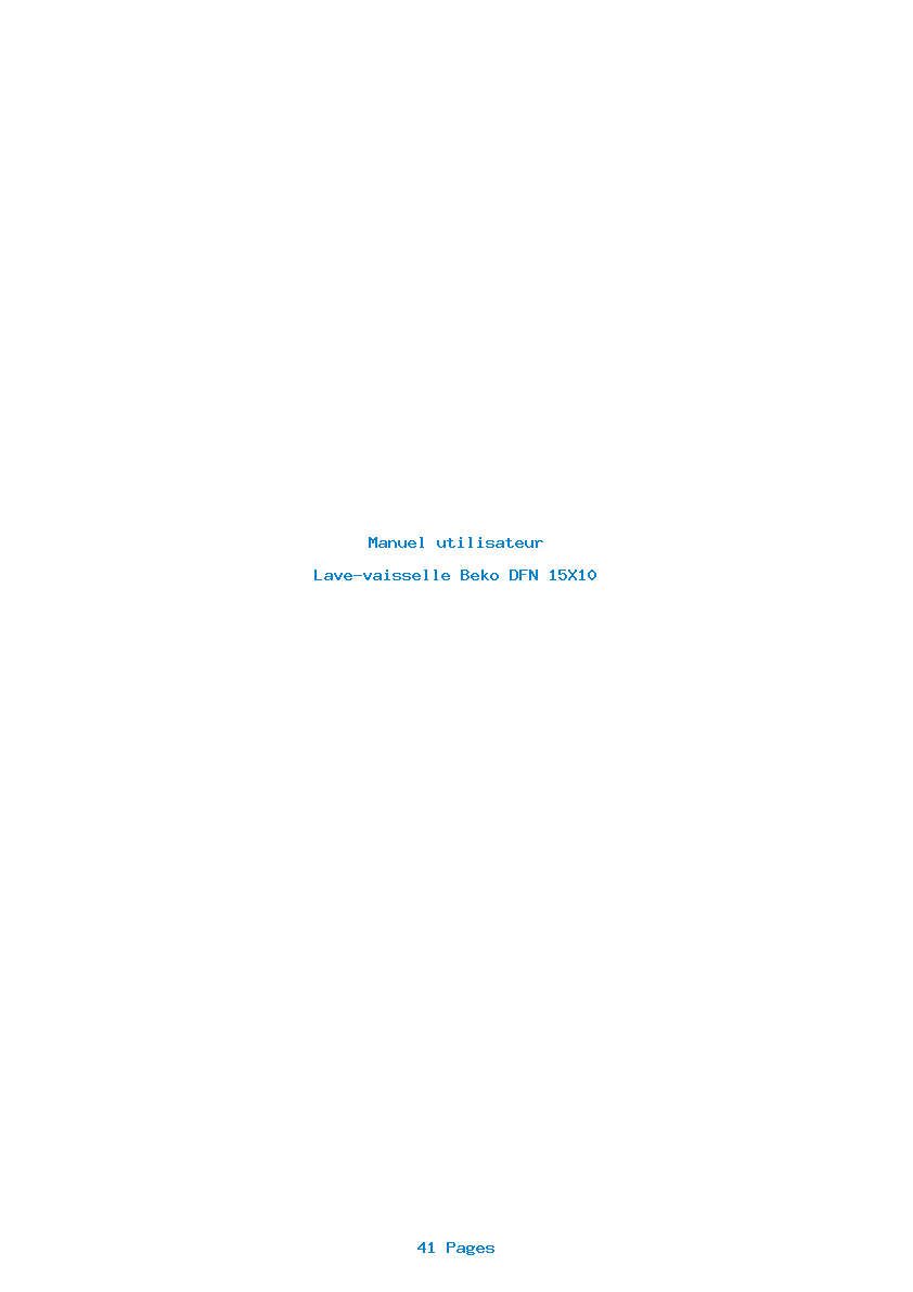 Page 1 de la notice Manuel utilisateur Beko DFN 15X10