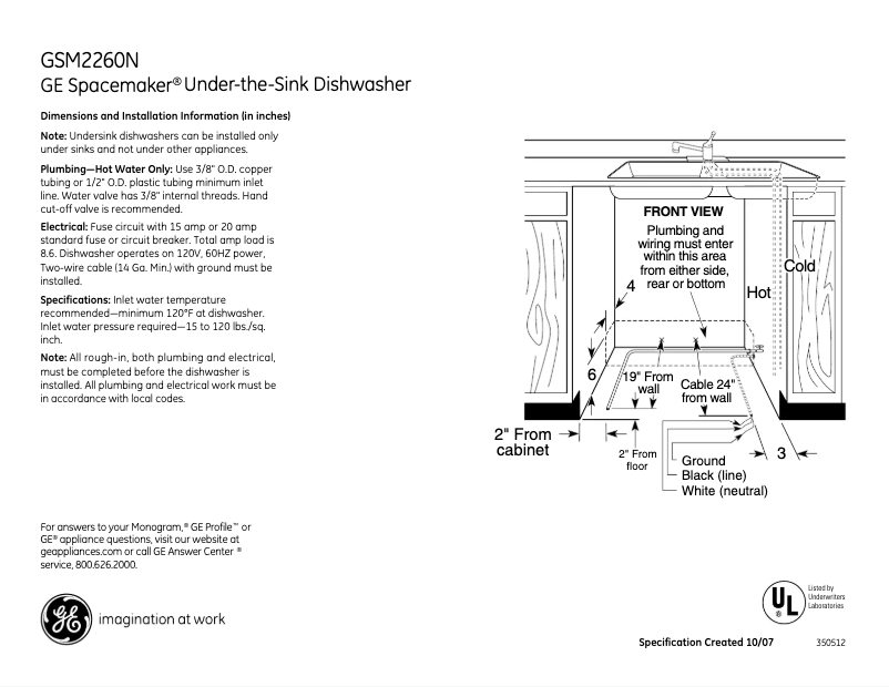 Página 1 del manual Ficha técnica GE GSM2260NSS