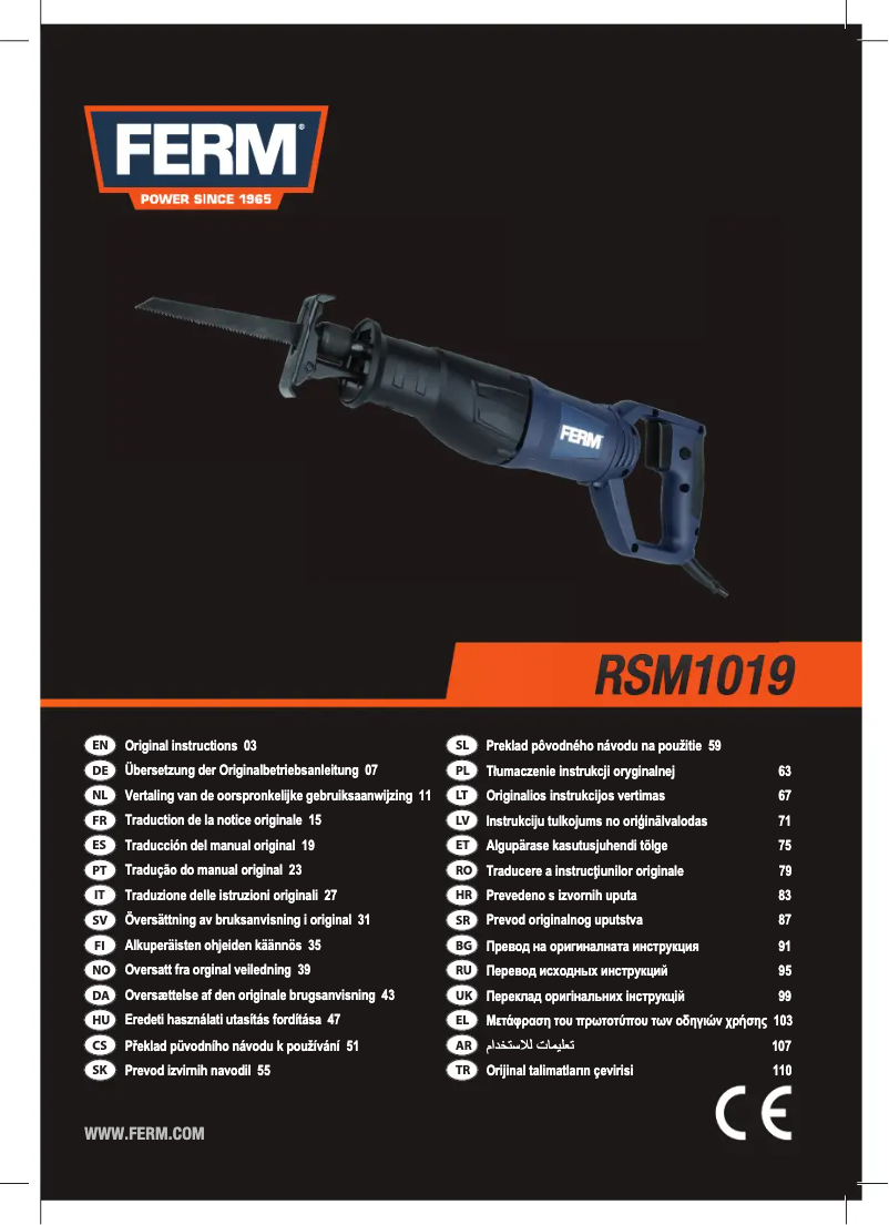 Page 1 de la notice Manuel utilisateur Ferm RSM1019