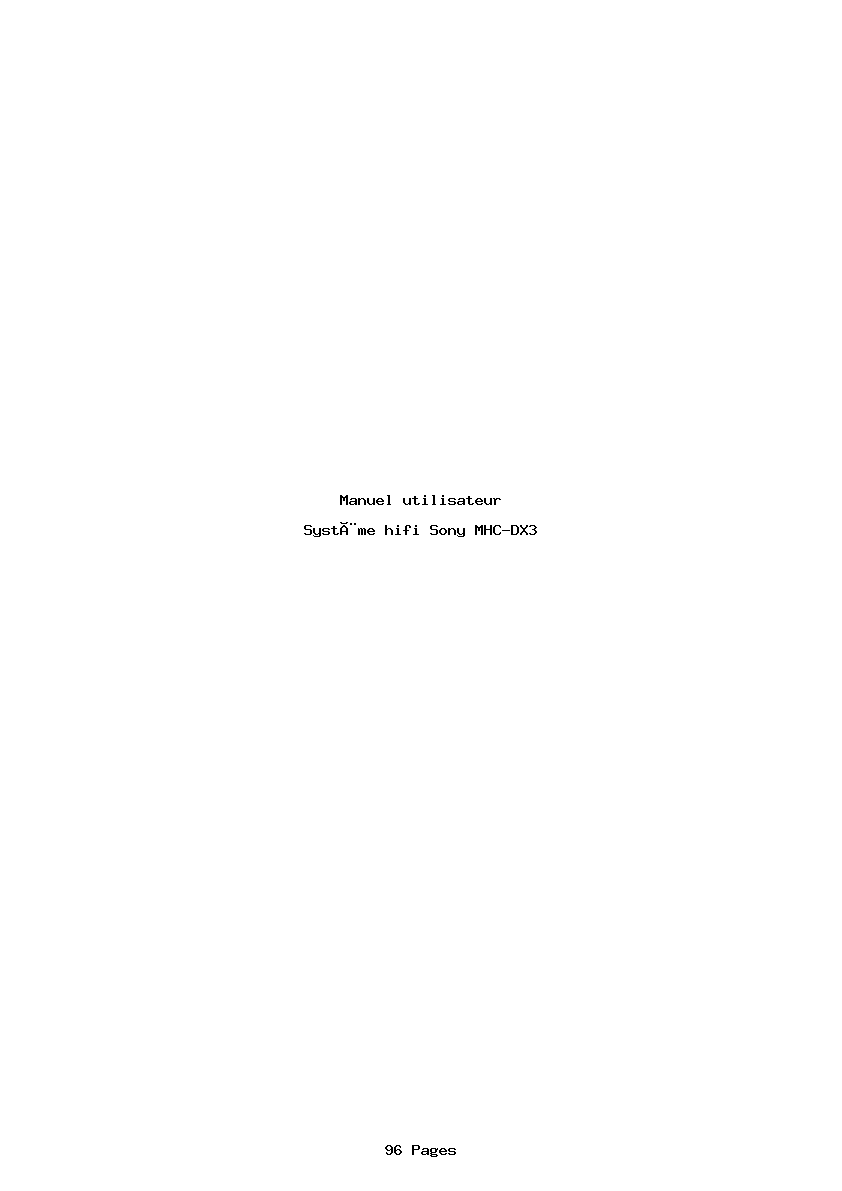 Page 1 de la notice Manuel utilisateur Sony MHC-DX3