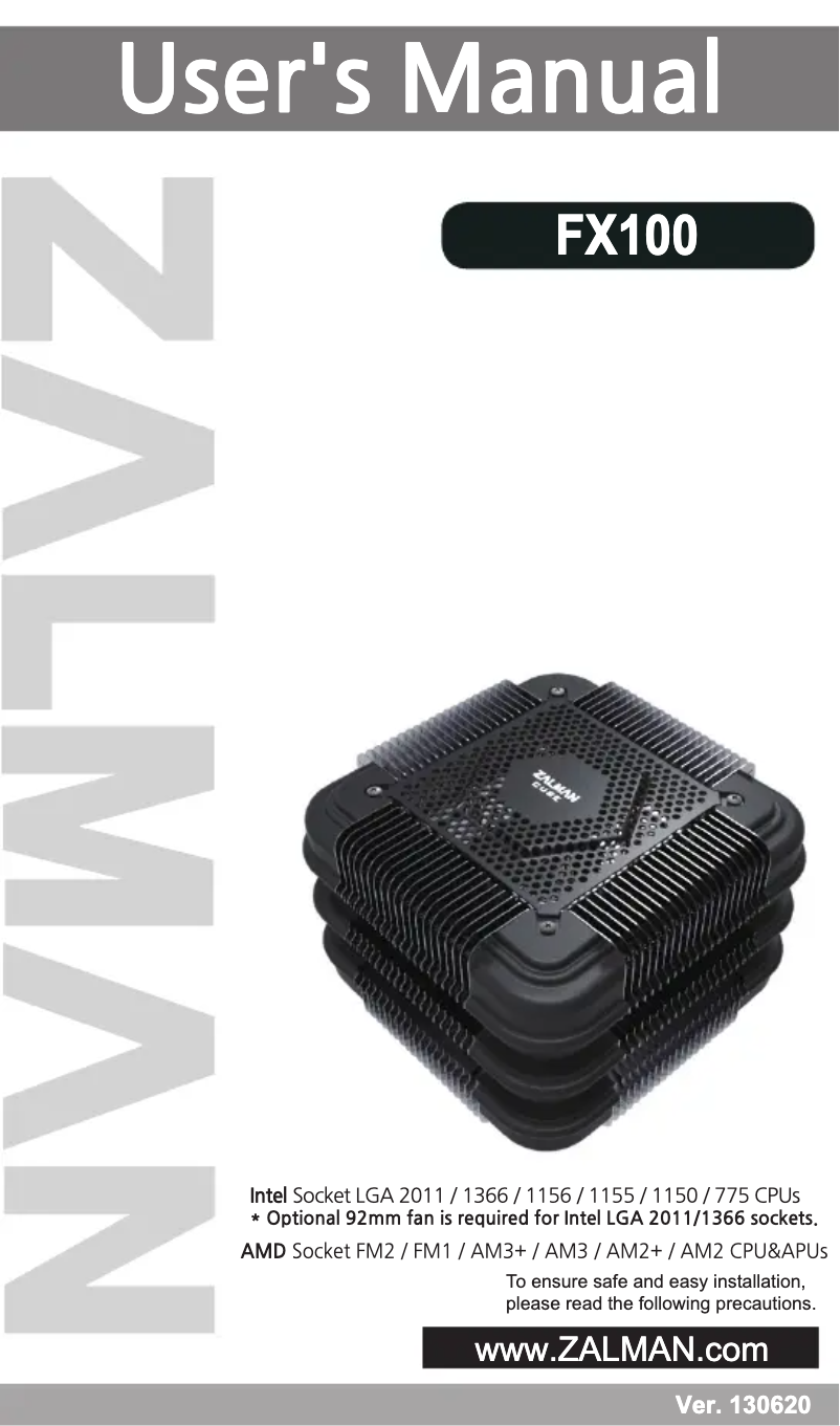 Page 1 de la notice Manuel utilisateur Zalman FX100