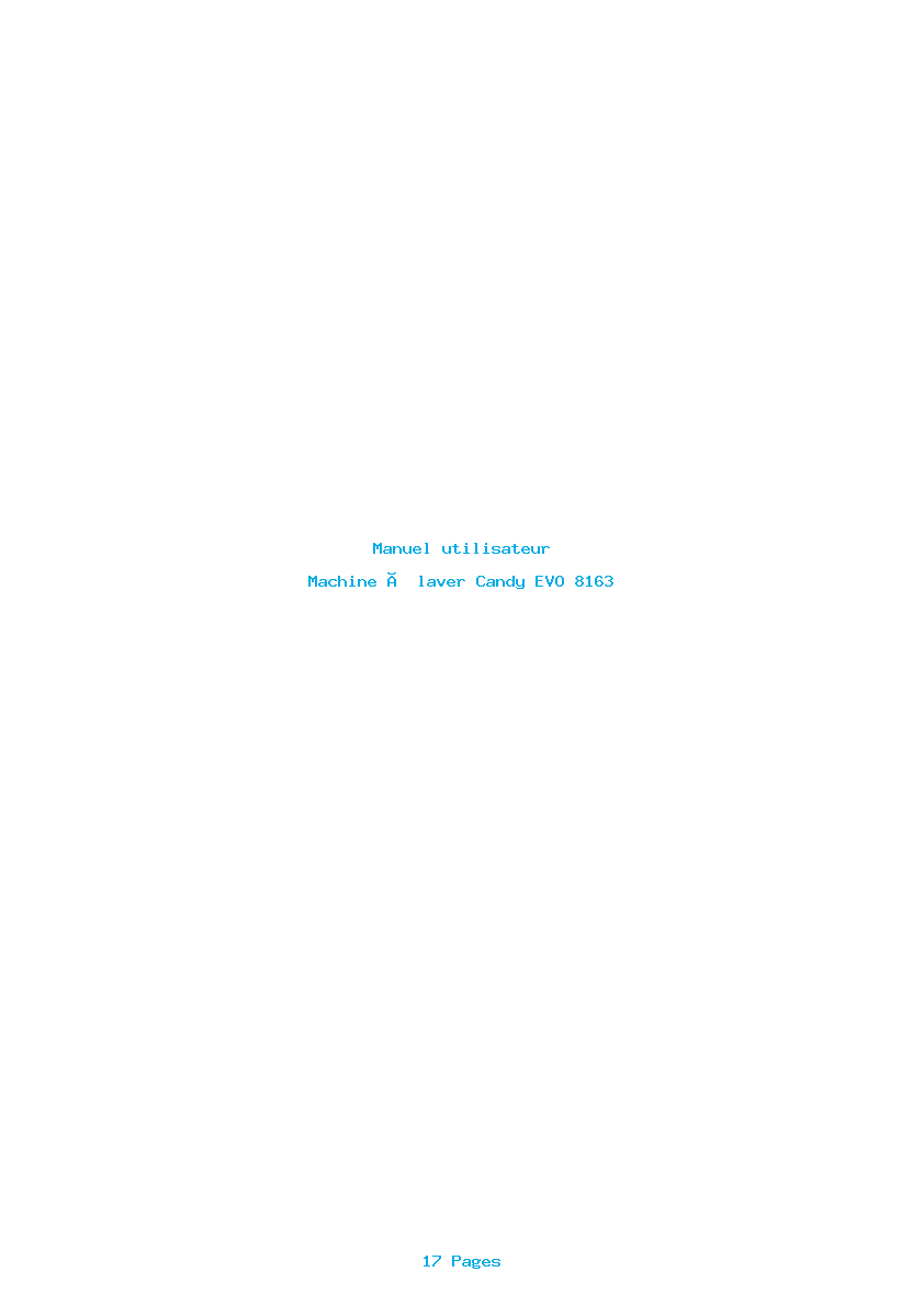 Page 1 de la notice Manuel utilisateur Candy EVO 8163