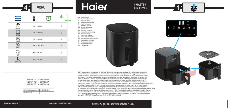 Page 1 de la notice Mode d'emploi Haier HAF5P 021