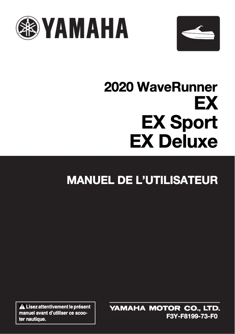 Page 1 de la notice Manuel utilisateur Yamaha WaveRunner EX Sport (2020)