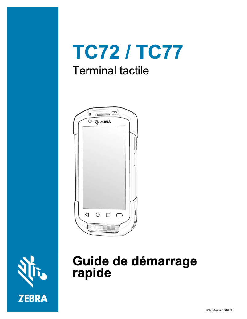 Page 1 de la notice Guide de démarrage rapide Zebra TC72