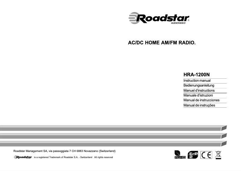 Page 1 de la notice Manuel utilisateur Roadstar HRA-1200N/BK