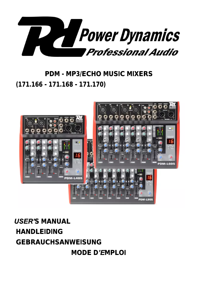 Page 1 de la notice Manuel utilisateur Power Dynamics PDM-L405 171.166