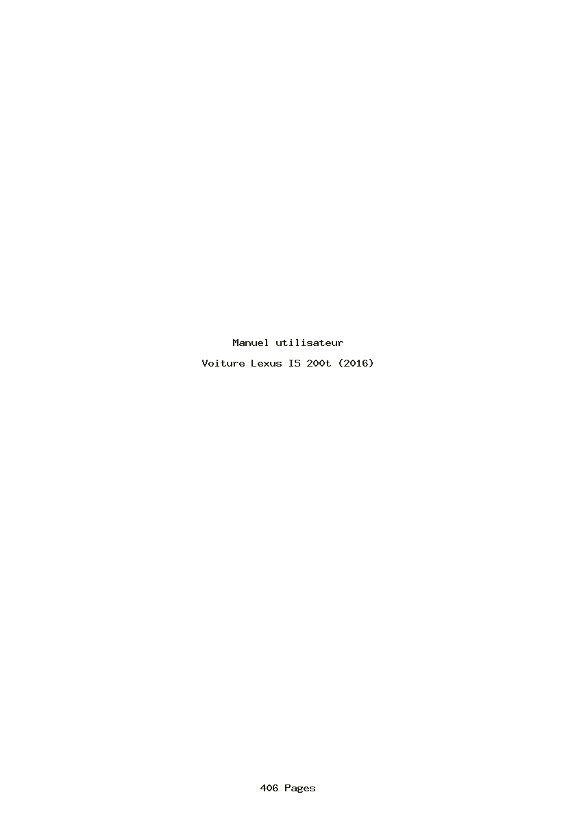 Page 1 de la notice Manuel utilisateur Lexus IS 200t (2016)