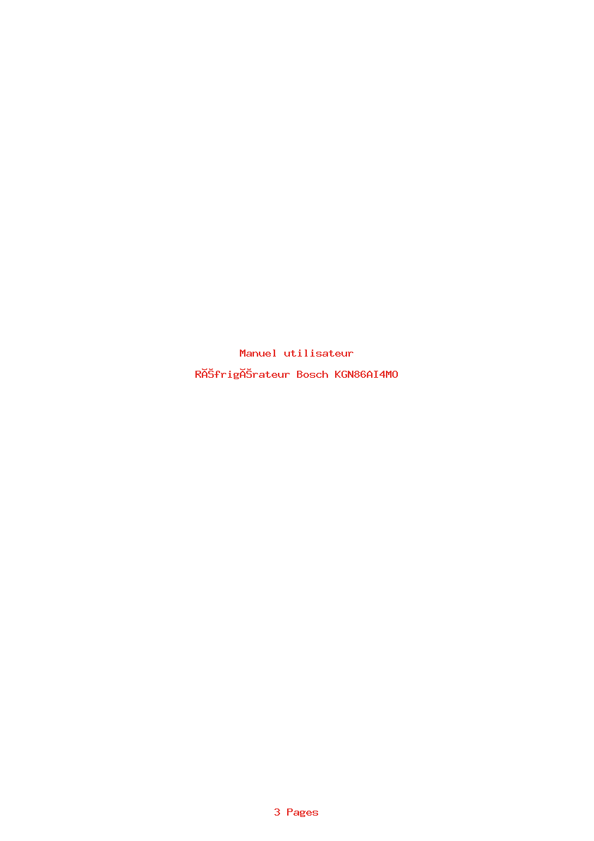 Page 1 de la notice Manuel utilisateur Bosch KGN86AI4MO