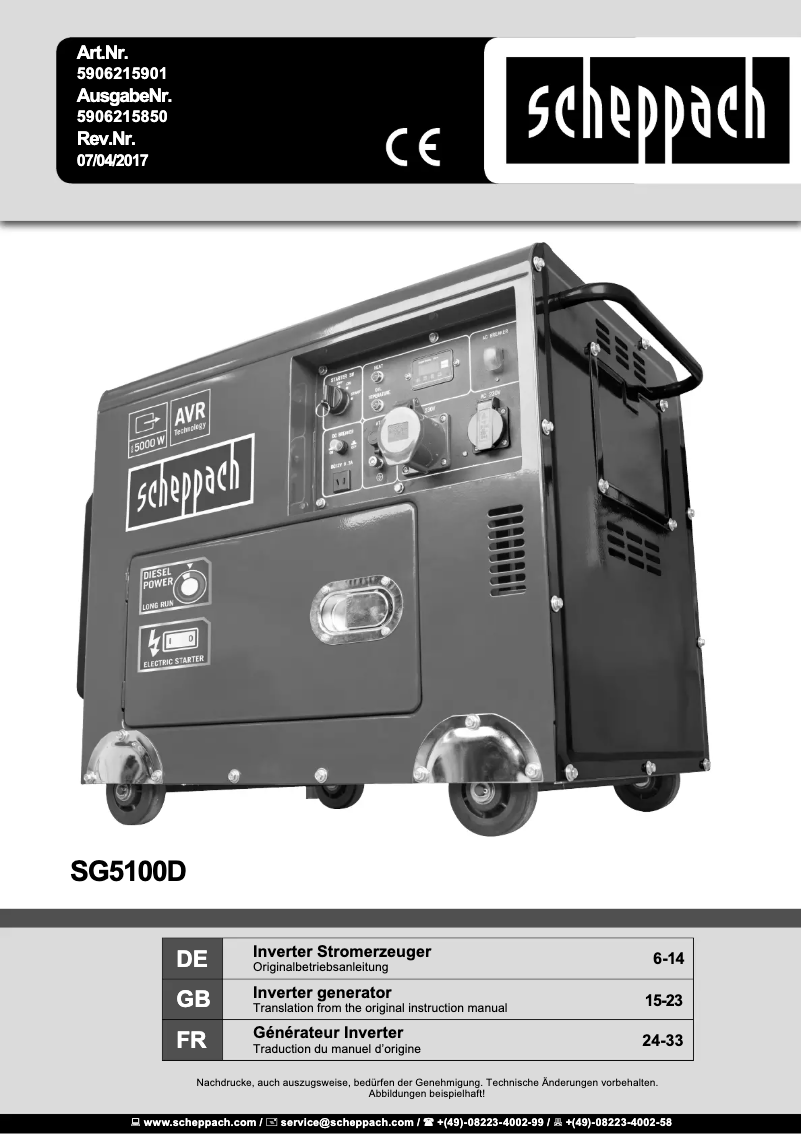 Page 1 de la notice Manuel utilisateur Scheppach SG5100D