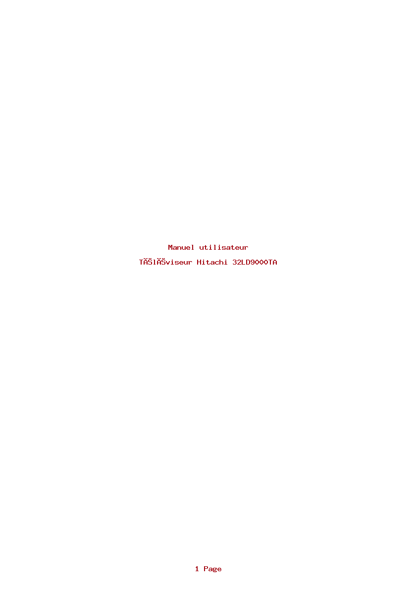 Page 1 de la notice Manuel utilisateur Hitachi 32LD9000TA