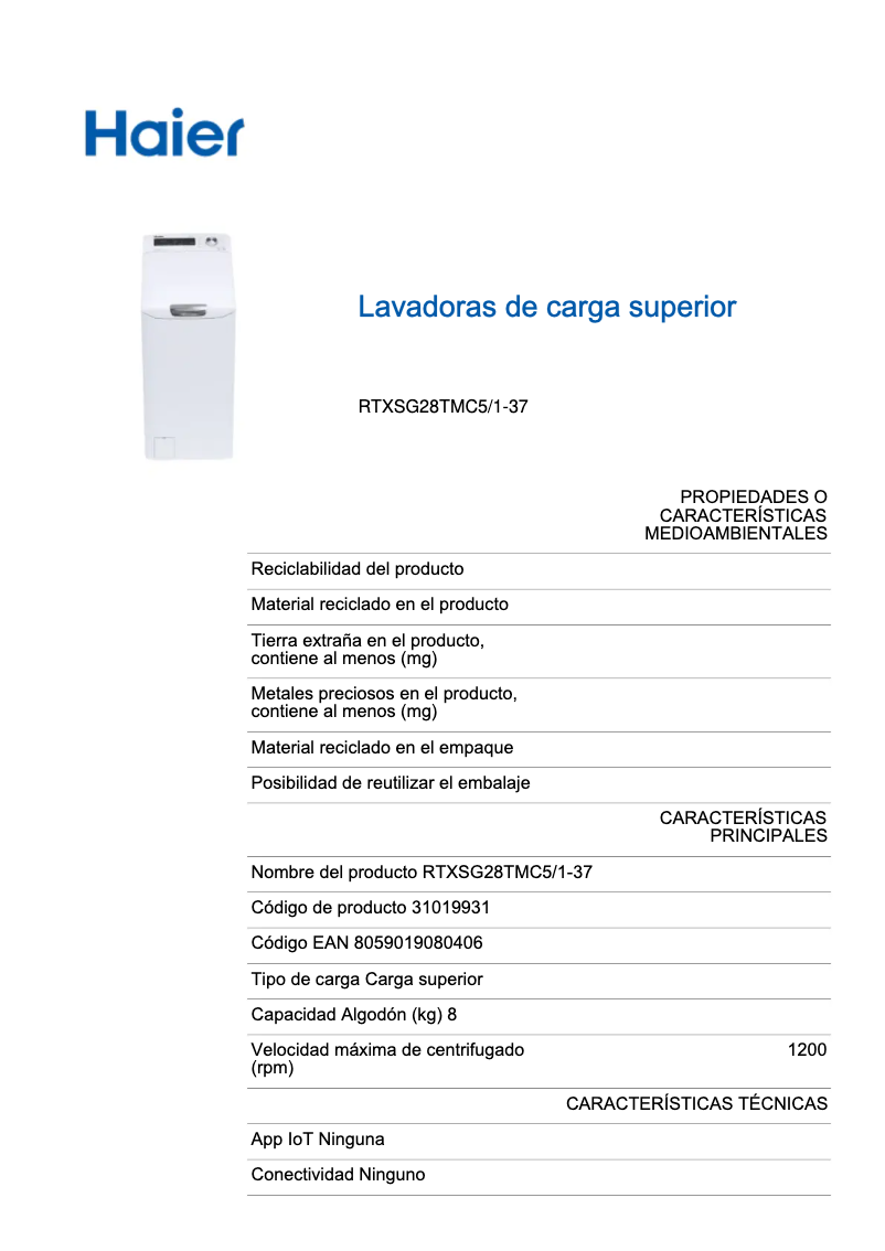 Página 1 del manual Manual de usuario Haier RTXSG48TMCE-37