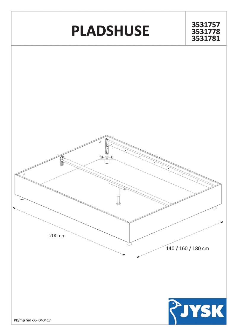 Page 1 of the manual User Manual JYSK Pladshuse (160x200)