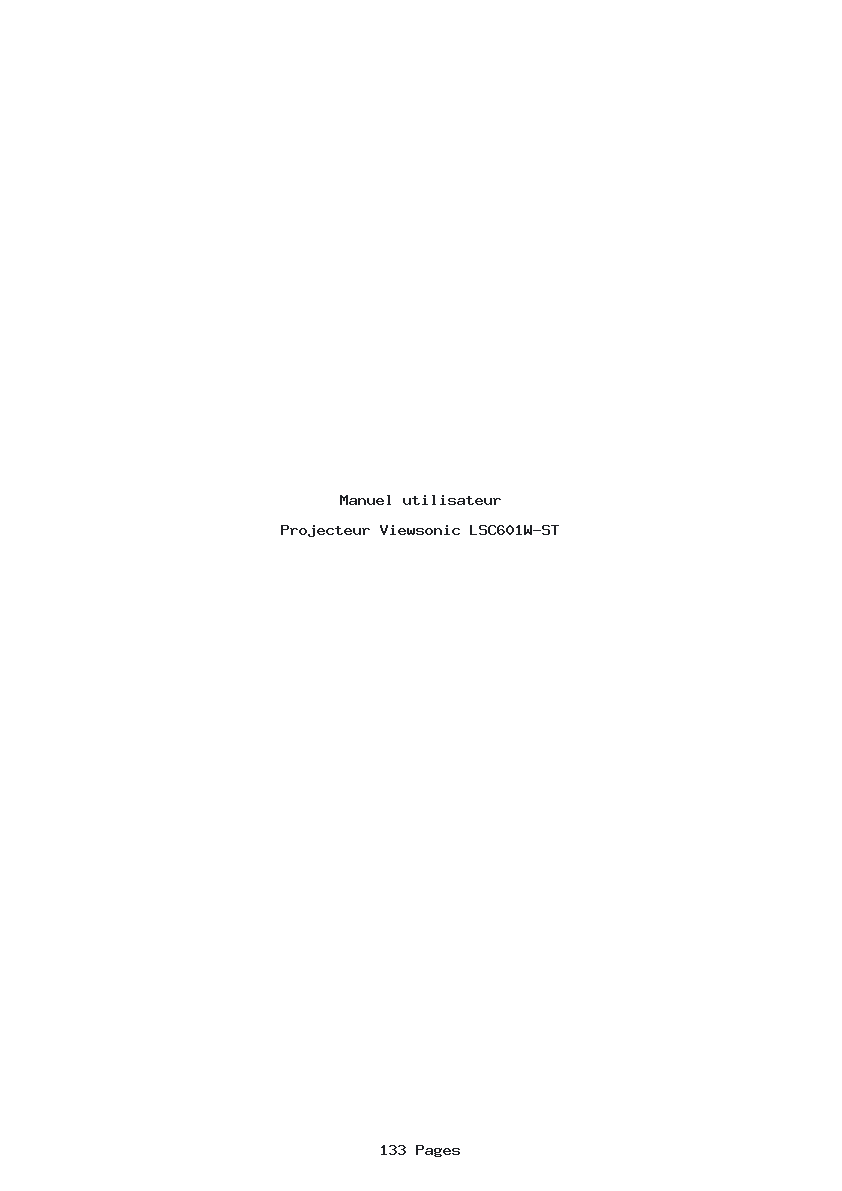Page 1 de la notice Manuel utilisateur Viewsonic LSC601W-ST
