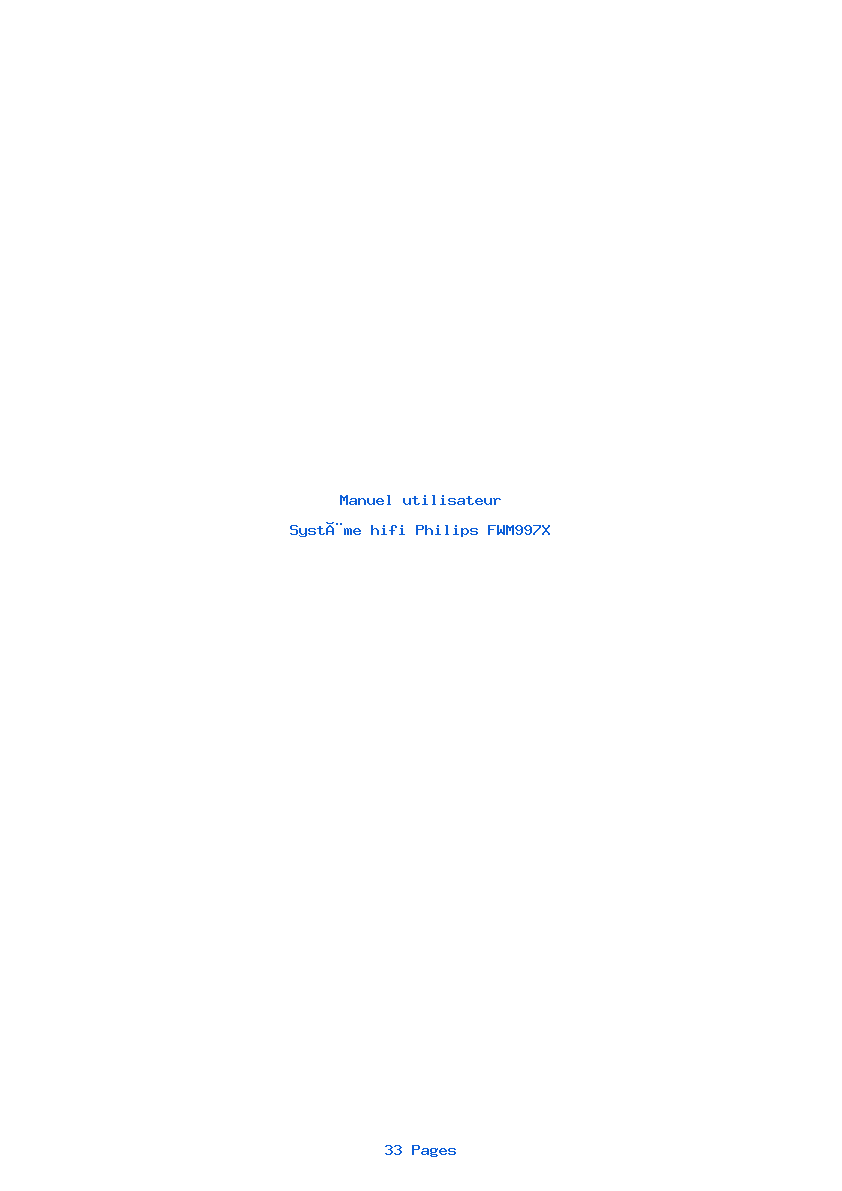 Page 1 de la notice Manuel utilisateur Philips FWM997X