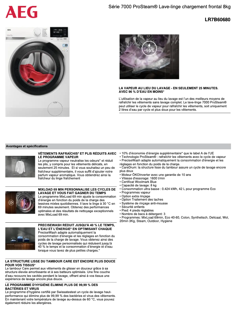 Página 1 del manual Ficha técnica AEG LR7B60680