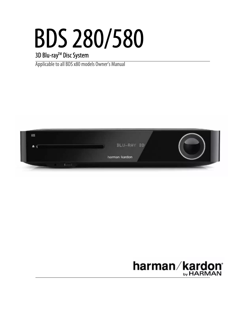 Page 1 de la notice Manuel utilisateur Harman Kardon BDS 580W