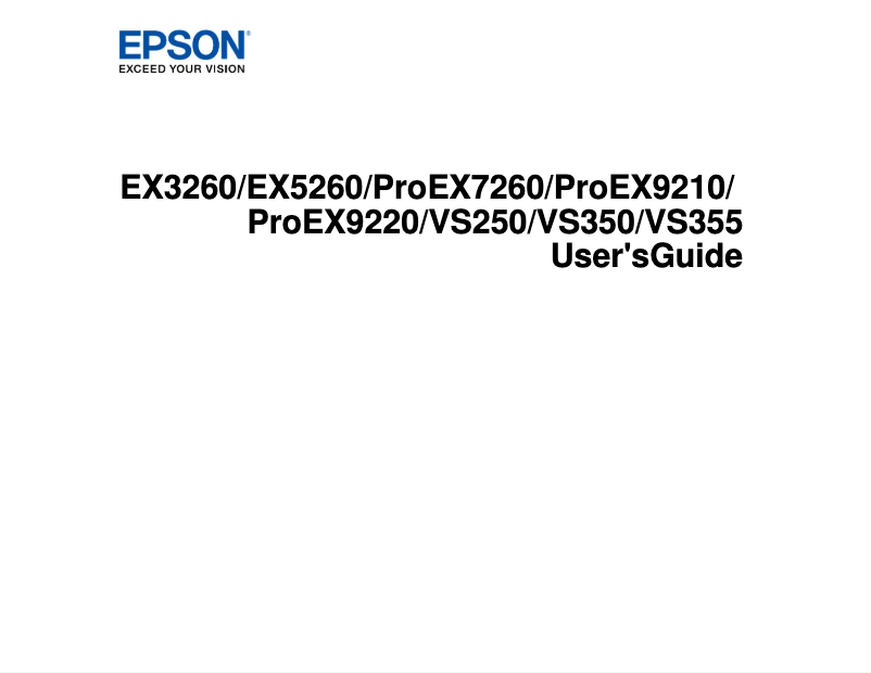 Page 1 of the manual User Manual Epson Pro EX7260