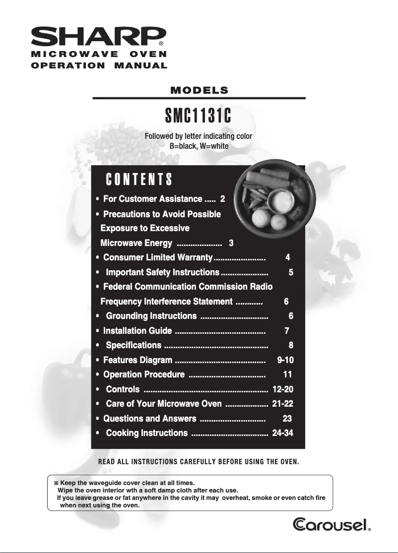 Página 1 del manual Manual de usuario Sharp SMC1131CB