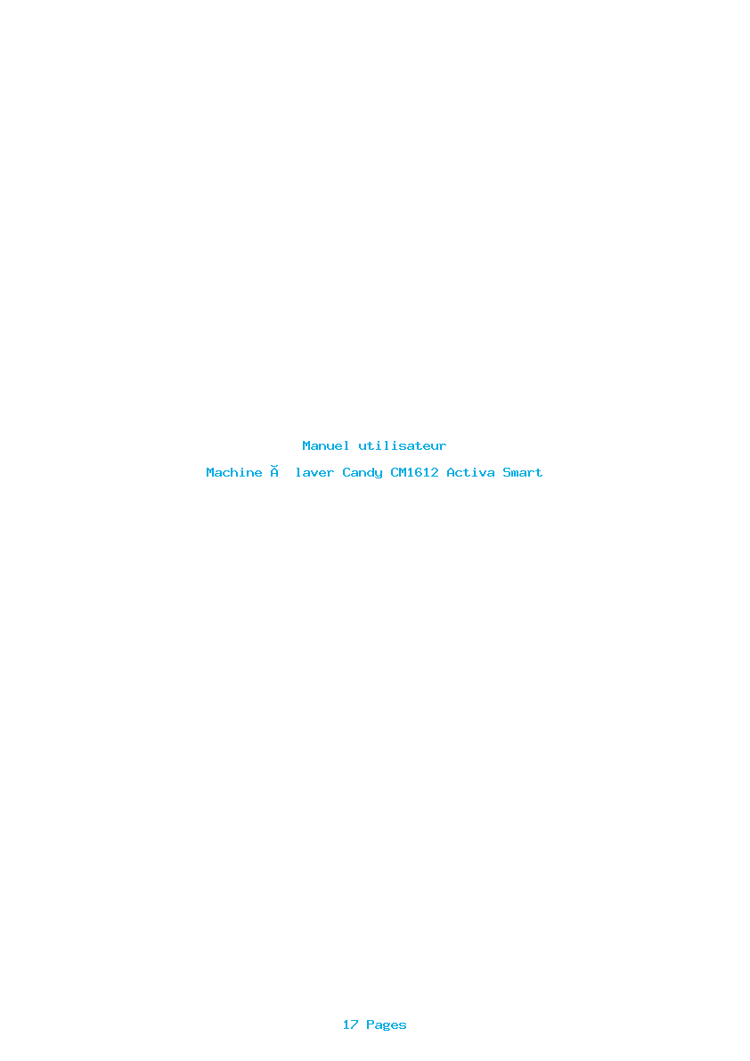 Page 1 de la notice Manuel utilisateur Candy CM1612 Activa Smart