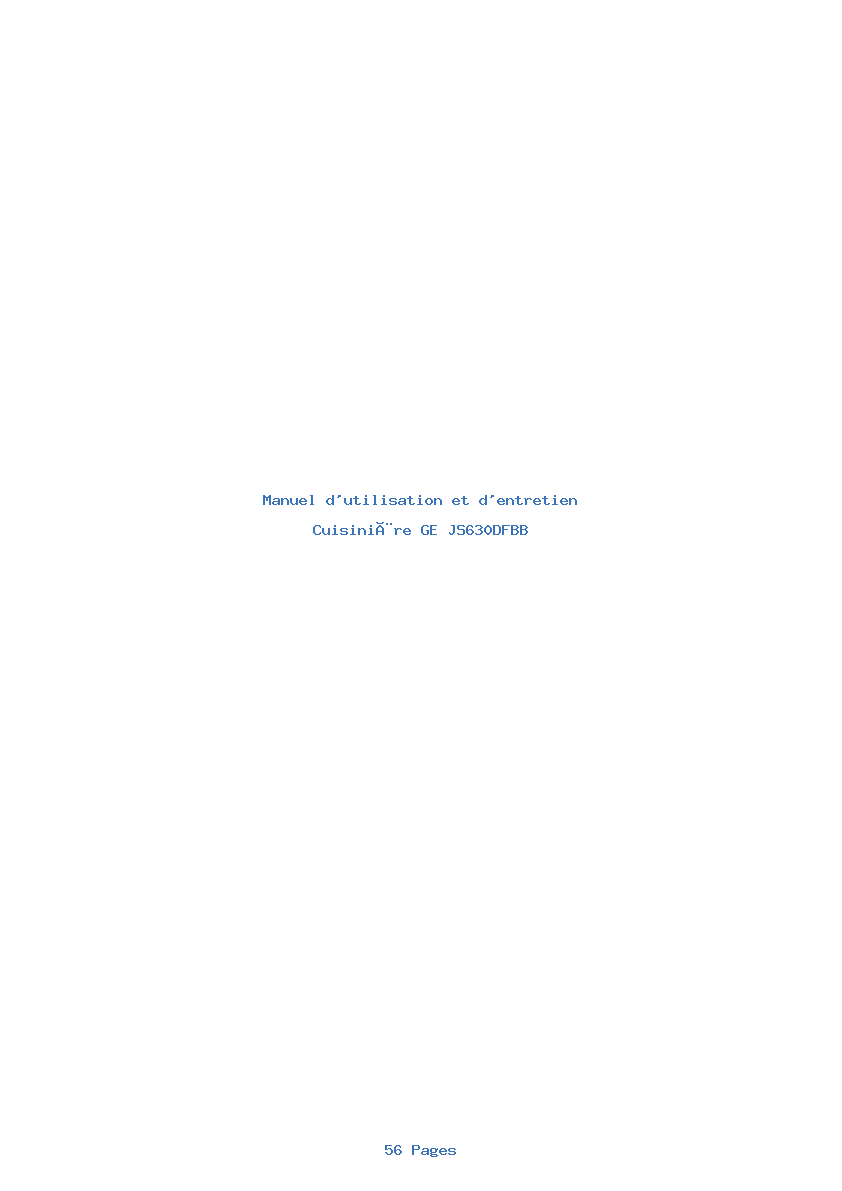 Page 1 de la notice Manuel d'utilisation et d'entretien GE JS630DFBB