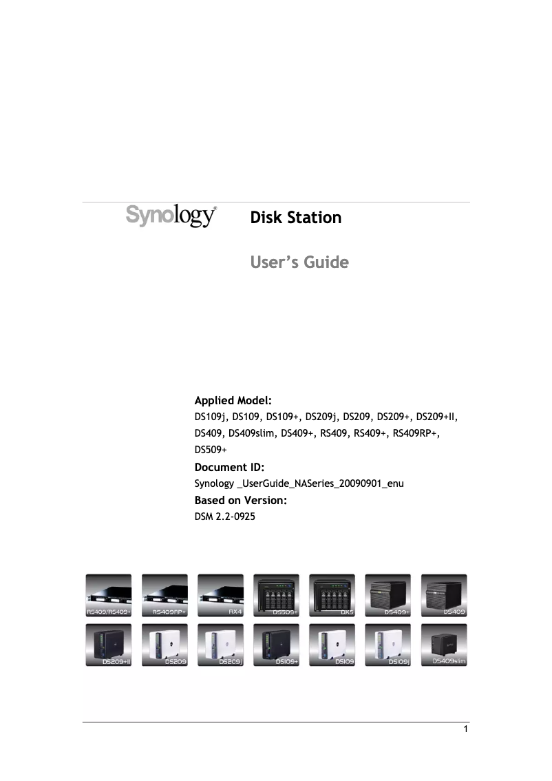 Page 1 de la notice Manuel utilisateur Synology RackStation RS409RP+