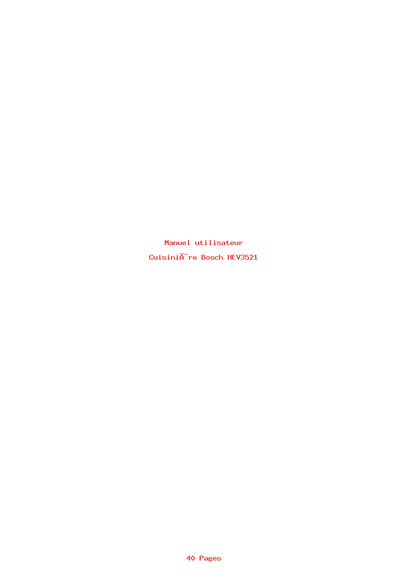 Page 1 de la notice Manuel utilisateur Bosch HEV3521