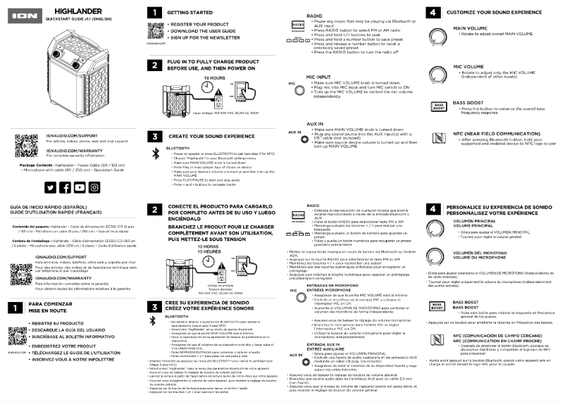 Page 1 de la notice Guide de démarrage rapide ION Highlander