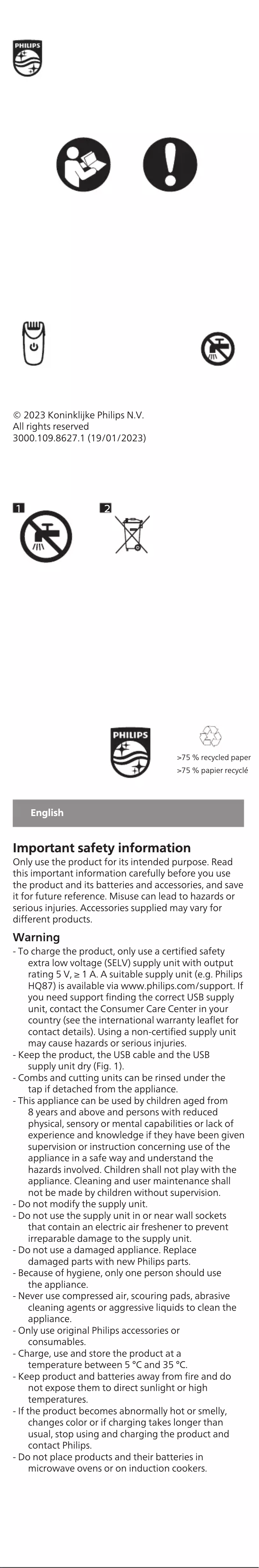 Page 1 de la notice Manuel utilisateur Philips Series 3000 BT3239