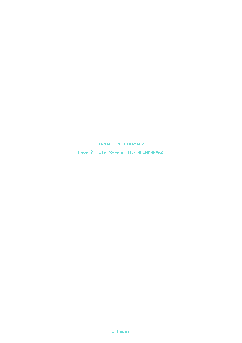 Page 1 de la notice Manuel utilisateur SereneLife SLWMDSF960