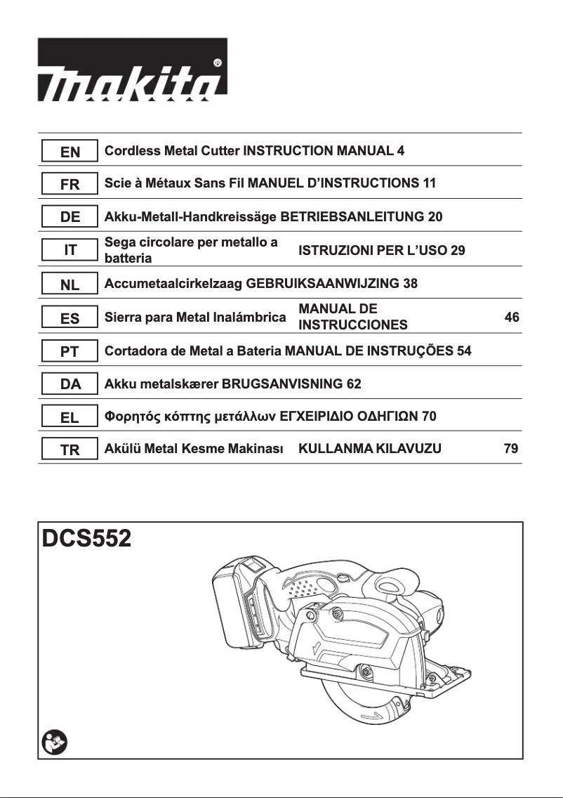 Page 1 de la notice Manuel utilisateur Makita DCS552