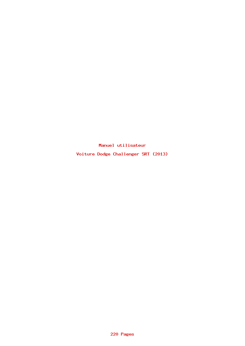 Page 1 de la notice Manuel utilisateur Dodge Challenger SRT (2013)