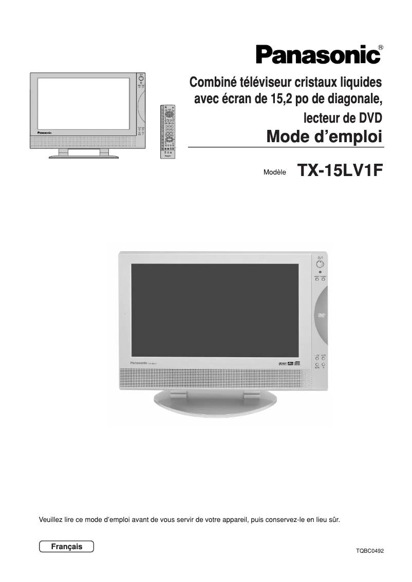 Page 1 de la notice Manuel utilisateur Panasonic Viera TX-15LV1F