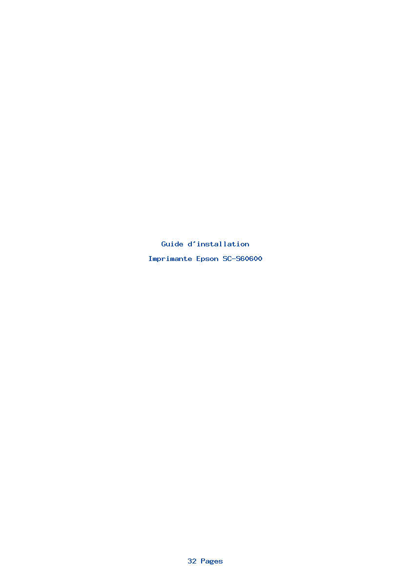 Page 1 de la notice Guide d'installation Epson SC-S60600
