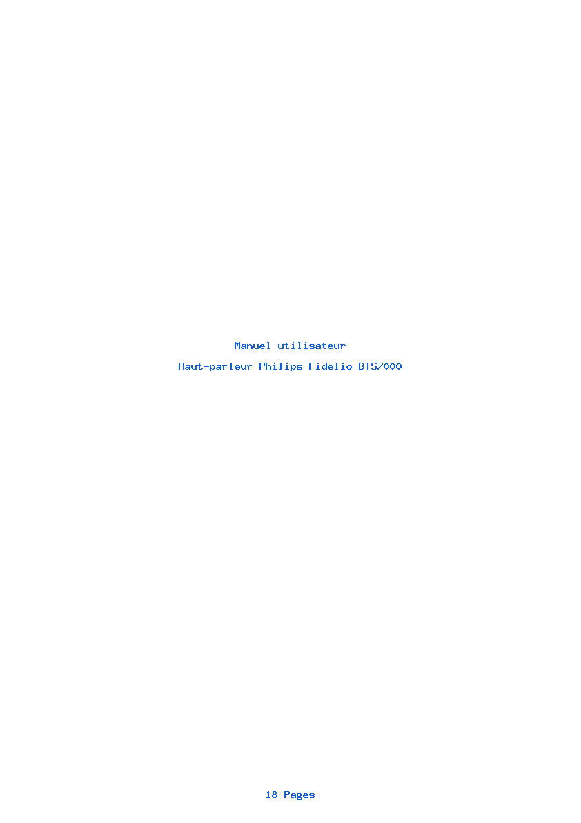Page 1 de la notice Manuel utilisateur Philips Fidelio BTS7000