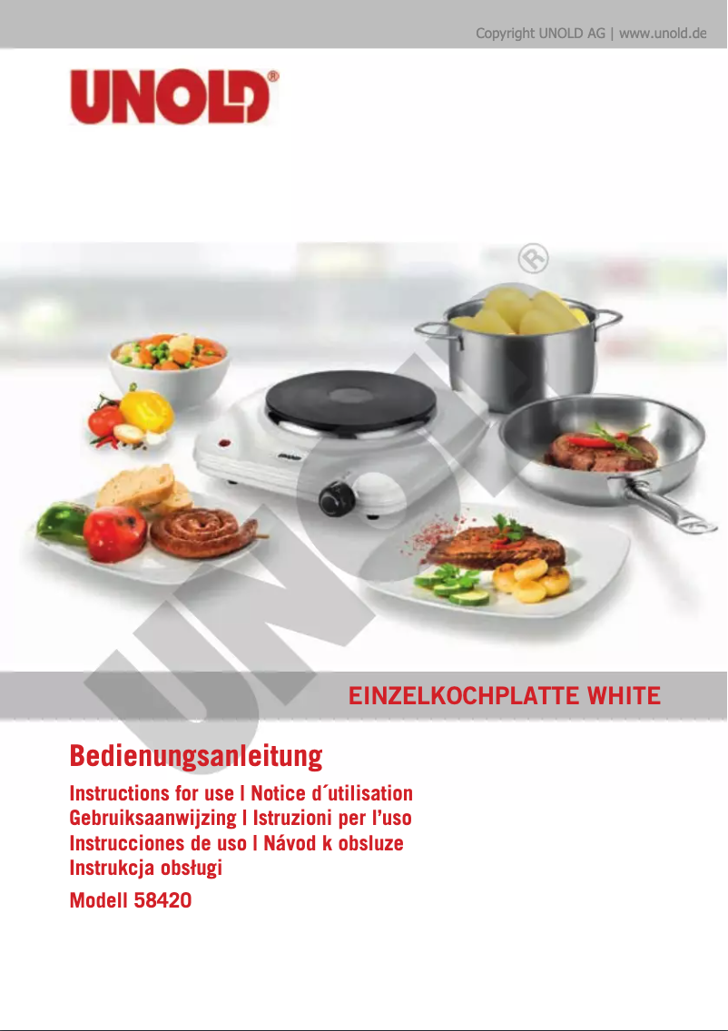 Page 1 de la notice Manuel utilisateur Unold white 58420