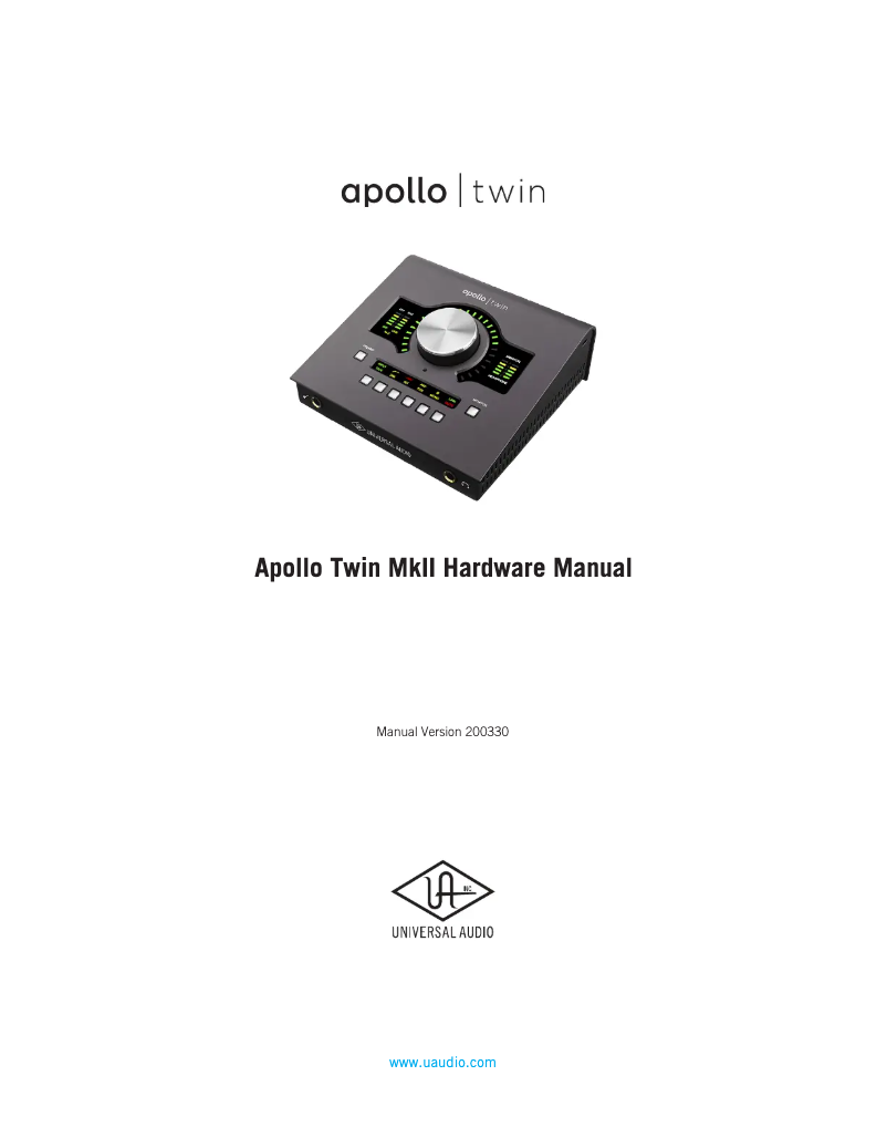 Page 1 de la notice Manuel utilisateur Universal Audio Apollo Twin MKII