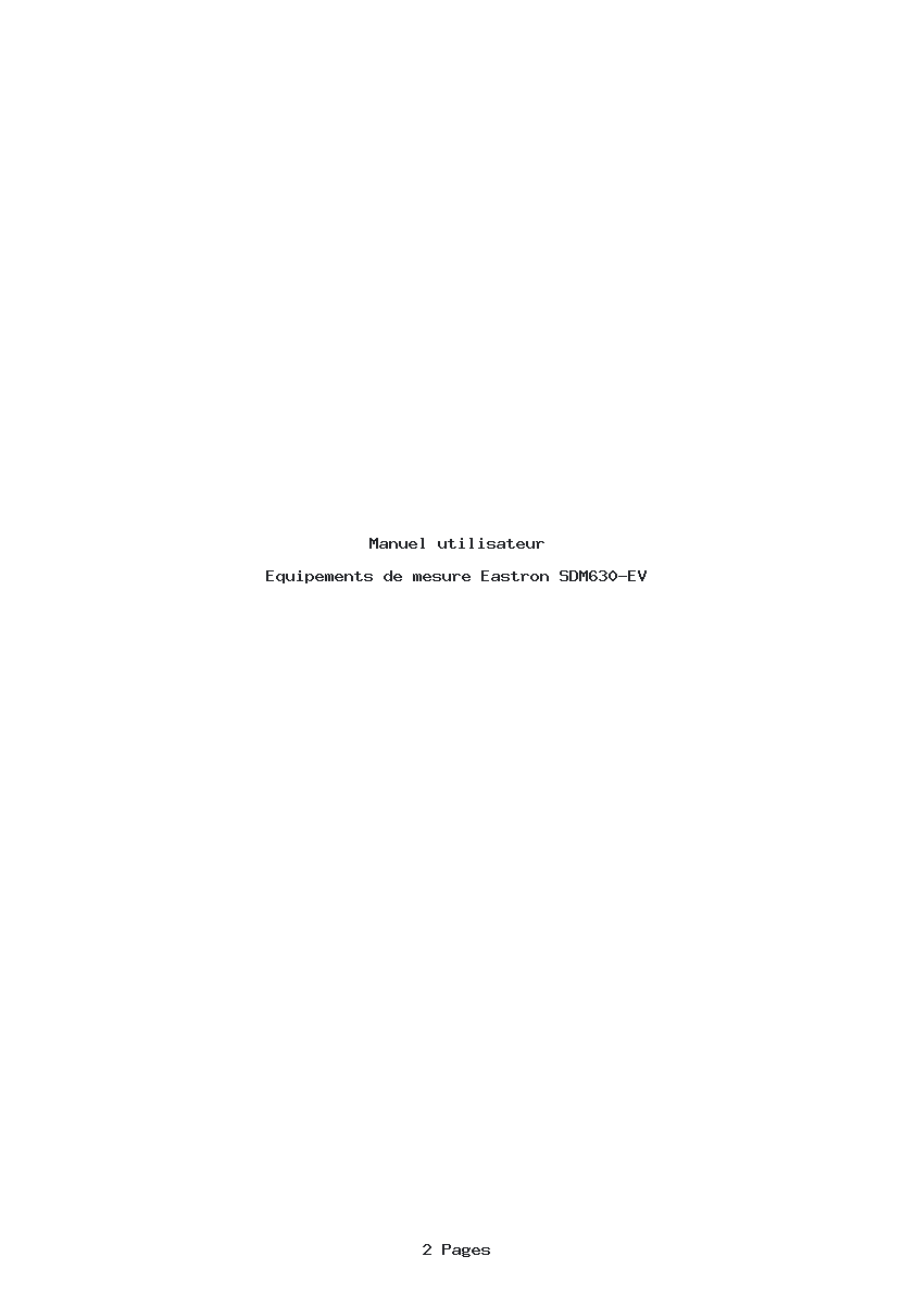 Page 1 de la notice Manuel utilisateur Eastron SDM630-EV