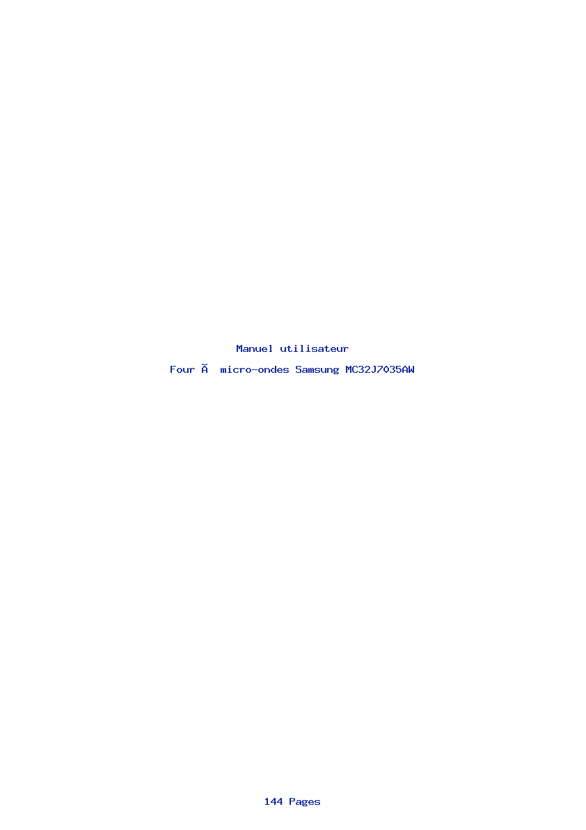 Page 1 de la notice Manuel utilisateur Samsung MC32J7035AW