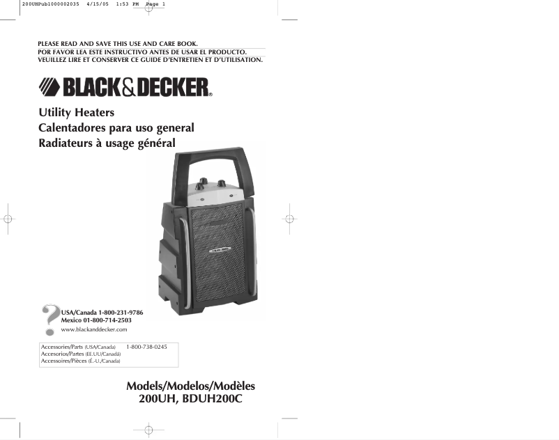 Page 1 de la notice Manuel utilisateur Black & Decker 200UH