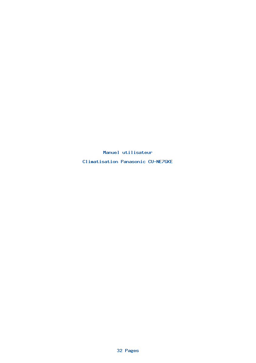 Page 1 de la notice Manuel utilisateur Panasonic CU-NE7GKE
