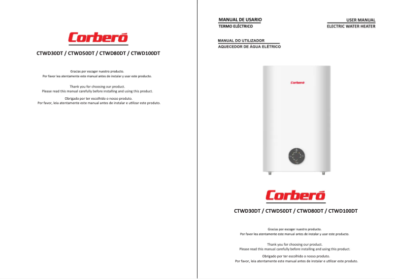 Page 1 de la notice Manuel utilisateur Corbero CTWD80DT